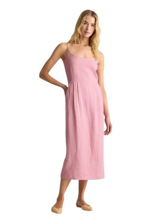 Quince Dresses & Skirts - Quince 100% European Linen Scoop Neck Midi Dress Size Large Mauve Mist NWT